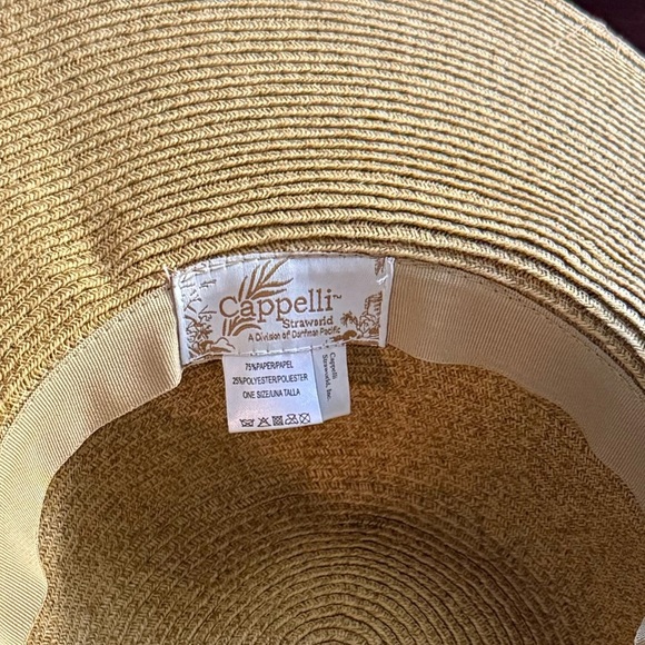 Cappelli Straworld Wide Brim Animal Print Scarf Beaded Sun Hat One Size - Picture 10 of 12